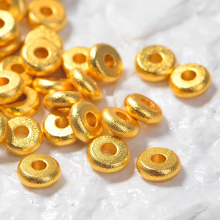 保色越南沙金古法金实心999隔片隔珠小金珠子散珠手链手串diy配件