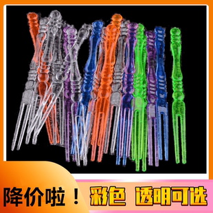 透明竹节水果叉蛋糕叉两节叉 足数10.5cm 一次性水果针塑料水果签