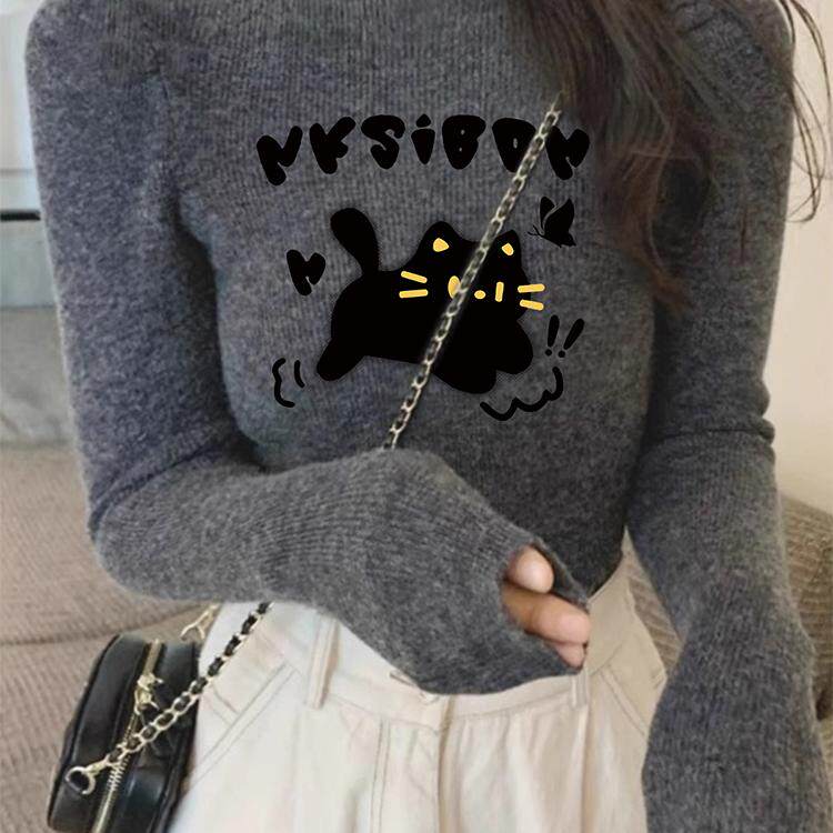 修身保暖内搭针织上衣深灰色显白超火打底衫ins女生2026秋冬新款