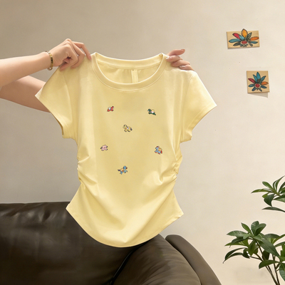 日系学院风正肩短袖t恤女夏季