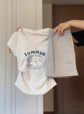 白灰色修身显瘦短袖t恤女生v领正肩抽褶短款上衣2026夏季新款爆款