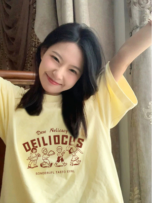 纯棉宽松短袖t恤女生夏季多巴胺