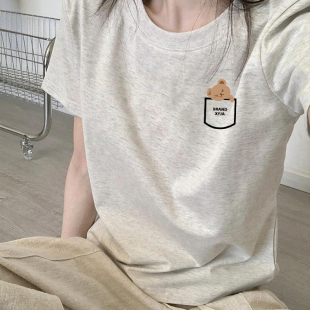 棉短袖正肩t恤女夏季设计感小众修身今年流行漂亮上衣服2026新款