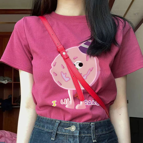 短款修身棉短袖t恤女夏季正肩