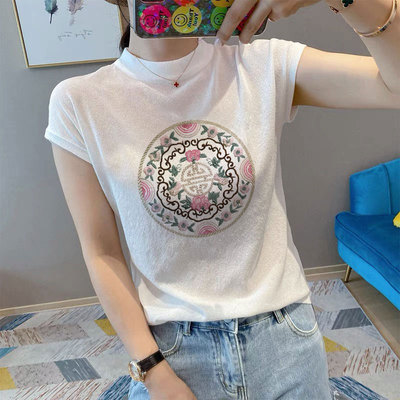 欧货白色短袖t恤女士夏季设计感