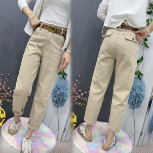 女宽松高腰显瘦水洗哈伦萝卜老爹裤 2025春季 牛仔裤 工装 子九分 新款