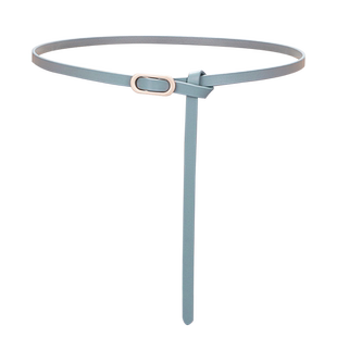 细腰带女打结装饰配衬衫连衣裙子收腰2025新款百搭真皮白蓝色皮带