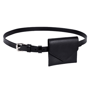 时尚真皮小腰包细腰带女装饰西装连衣裙子2026新款大衣皮带迷你包