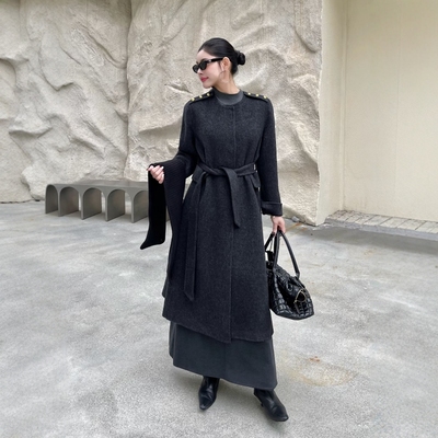 红色新年战袍双面羊绒大衣