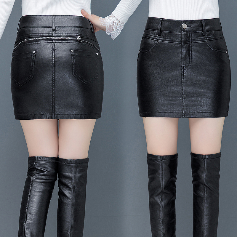 秋冬新品海宁真皮女半身裙绵羊皮一步裙高腰包臀皮短裙显瘦百搭