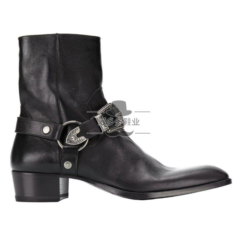 NOBLE QUALITY SPRING SUMMER CHELSEA BOOTS MENS POINTED TOE BUCKLE HIGH-TOP MARTIN BOOTS