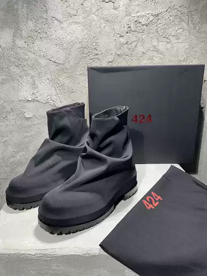 Japanese Dark Style 424 on Fairfax Wrinkled Chelsea Boots Men's Chunky Platform Increasing Height Martin Boots Men's Boots