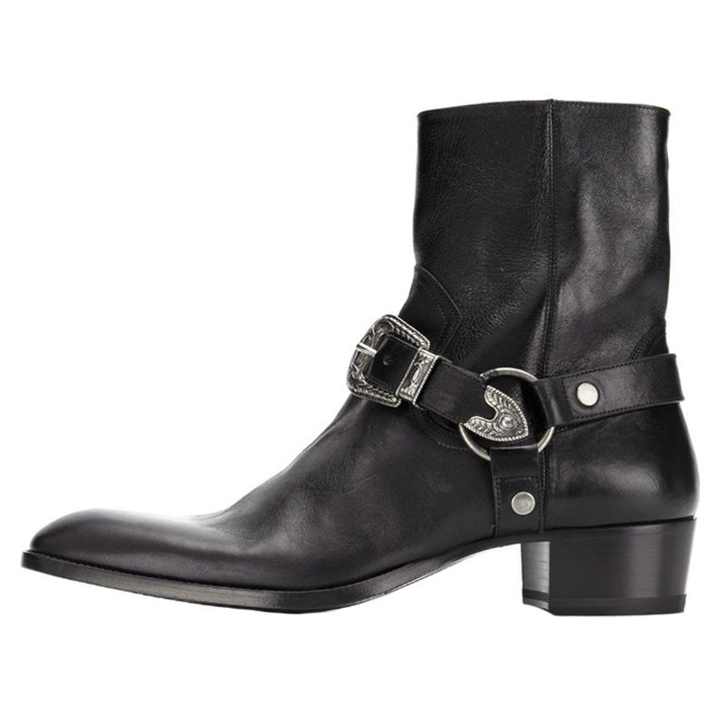 NOBLE QUALITY SPRING SUMMER CHELSEA BOOTS MENS POINTED TOE BUCKLE HIGH-TOP MARTIN BOOTS