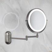 带灯美容镜 LED浴室镜 大号双面折叠放大镜子 化妆镜 8英寸壁挂式