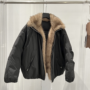 毛毛拼接羽绒服2026春季新款潮牌潮流时尚宽松痞帅男款外套