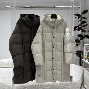 连帽中长款羽绒服冬季新款潮牌潮流时尚宽松休闲纯色保暖男款外套