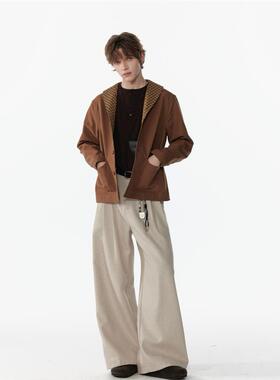 APOECHO   覆古英伦风宽松休闲外套男款潮流百搭美式撞色西装上衣