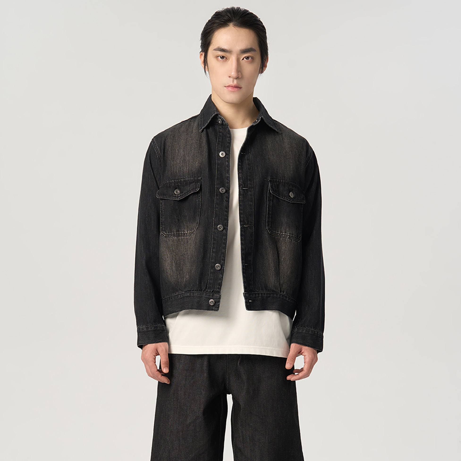 APOECHO  男士春季新款复古水洗宽松牛仔外套纯色休闲衬衫外套,男装,牛仔外套,淘宝优惠券,粉丝福利购,淘宝优惠卷