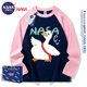 潮流时尚 秋季 印花ins插肩上衣 T恤男女款 NASA联名拼接重磅纯棉长袖