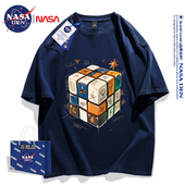 印花重磅纯棉短袖 T恤男女款 透气夏季 NASA联名美式 宽松百搭五分袖
