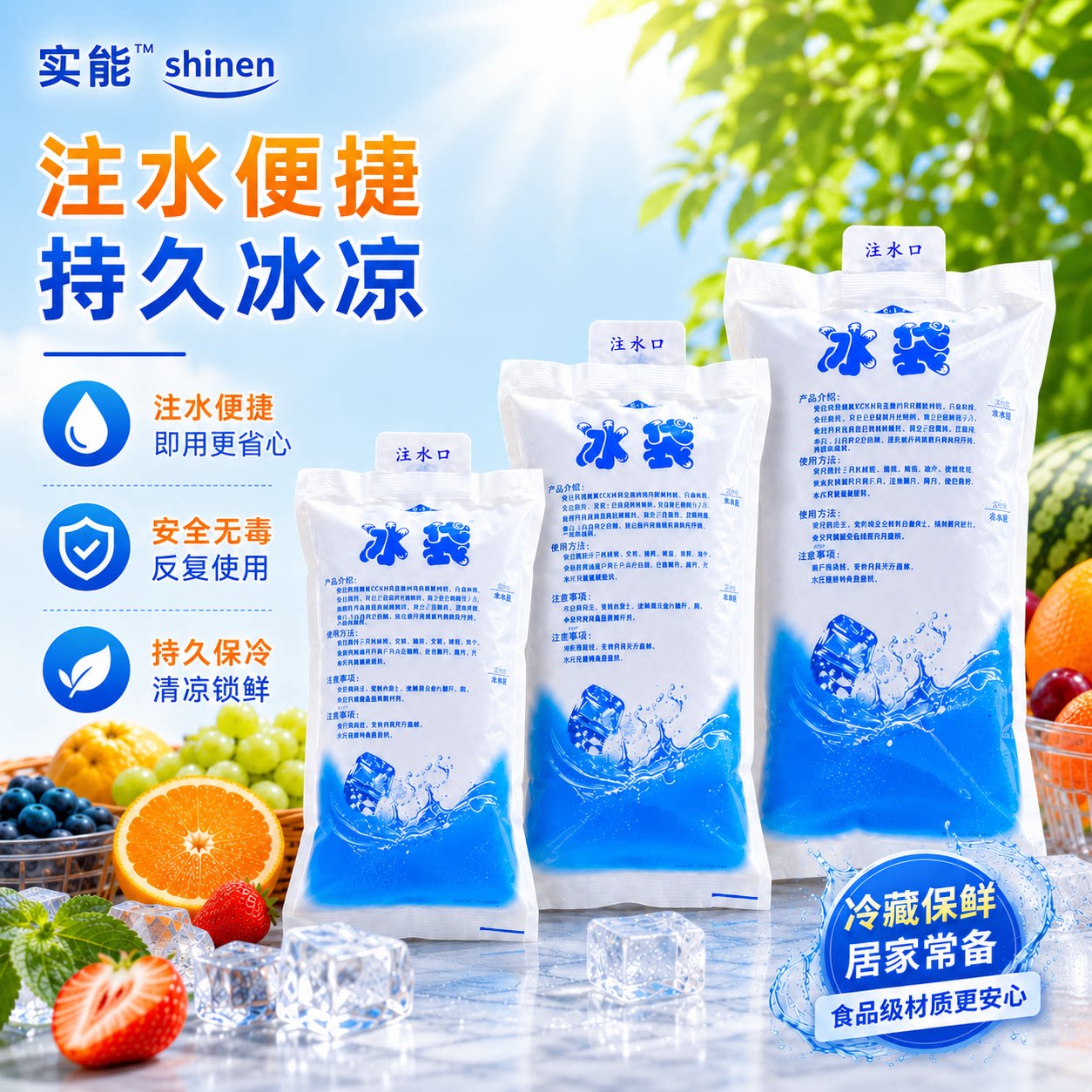 冰袋制冷保鲜冷藏一次性注水批发海鲜保冷袋冰包快递冰块大容量