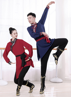 蒙古男女新款舞台表演上衣艺考舞蹈演出服装蒙古练功服民族蒙族舞