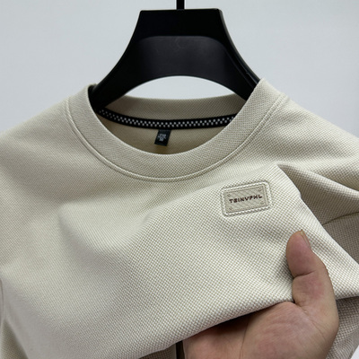 磨毛圆领打底衫秋冬季男士品牌长袖T恤宽松潮流纯色卫衣内搭上衣