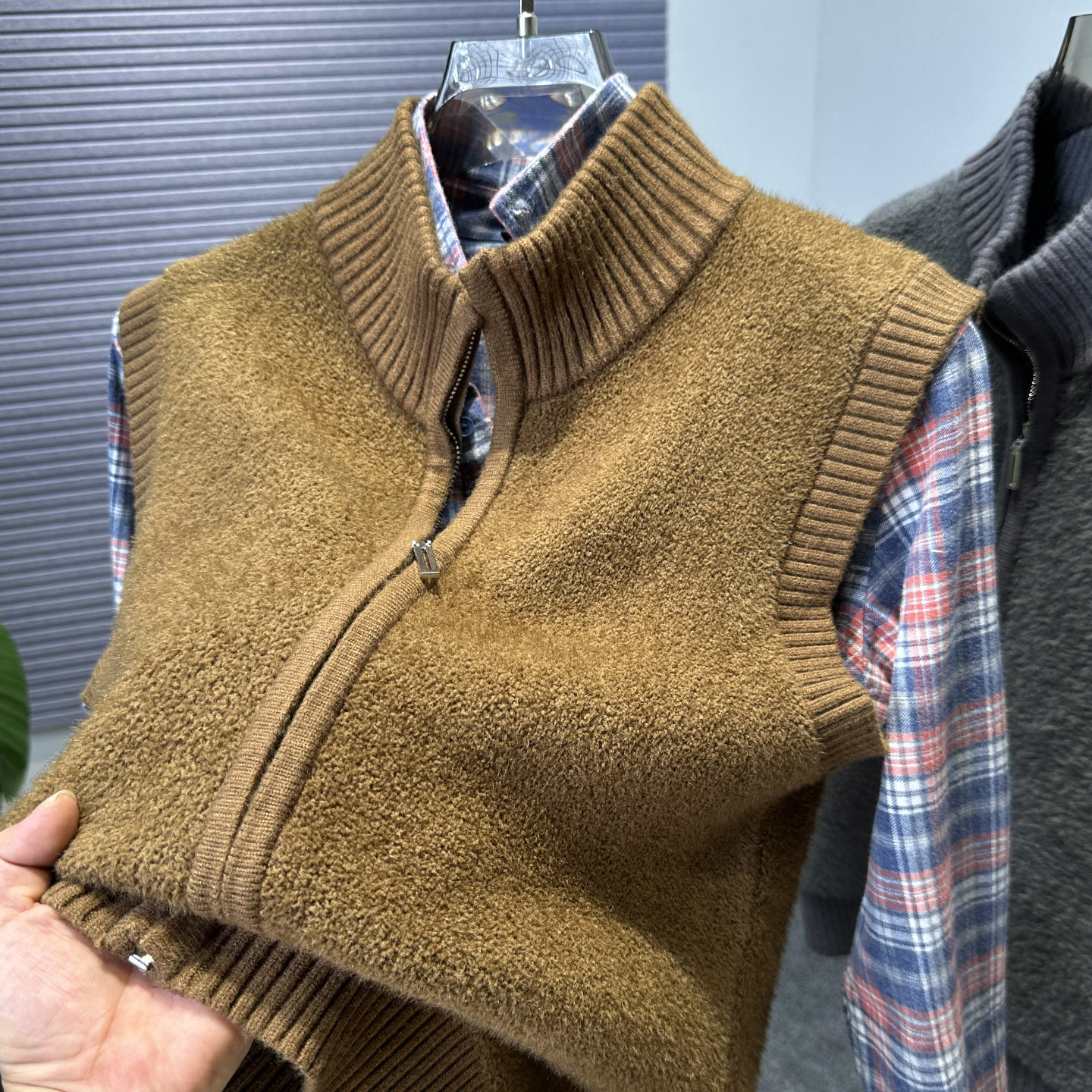 马甲男外穿拉链半高领坎肩2025冬季圈圈绒加厚无袖开衫外套男背心,男装,常规马甲,淘宝优惠券,粉丝福利购,淘宝优惠卷