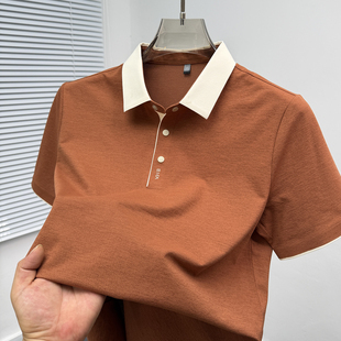 撞色领polo衫男短袖夏季男士宽松休闲翻领t恤半袖潮流有领上衣服