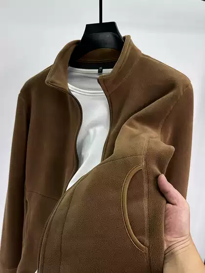 Double-Sided Fleece Stand-Up Collar Sweatshirt Men's Cardigan Jacket Autumn and Winter Men's Thickened Fleece Zipper Casual Fleece Jacket