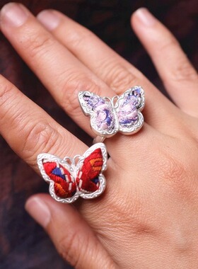 刺绣老绣蜡染民族风手工绣花戒指