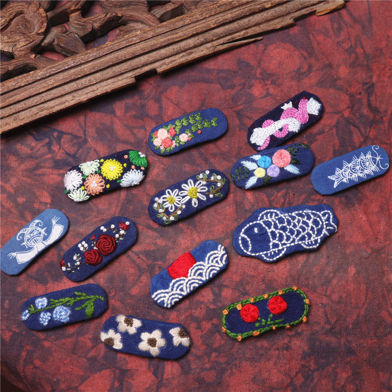 边夹民族风手工绣花发夹