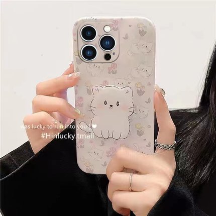 ins风花朵猫咪带支架适用oppo findx7/x5/x3/findx6pro手机壳K11x女款k7x全包k9pro个性k9防摔k10活力FINDX2