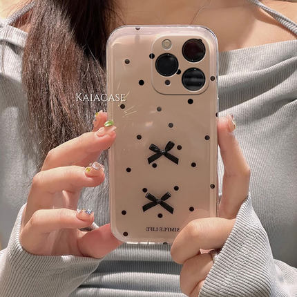 简约波点蝴蝶结适用oppo Find x8/findx7/x5/x3/findx6pro手机壳K12plus/k11x女透明k9个性k10新款高级感全包