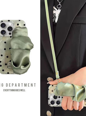 清新绿色波点腕带适用oppo A5/oppo a3透明手机壳A2/a2x可爱a97创意羽纱A2m防摔a96/A92s个性A79小众a78/a58x