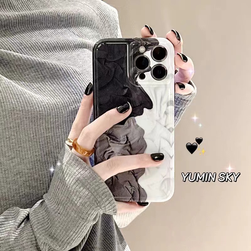 ins风艺术黑白褶皱小胖妹适用oppo find x9/findx8/x7/x5/x3/findx6pro手机壳K11x全包k9pro个性女k10保护套