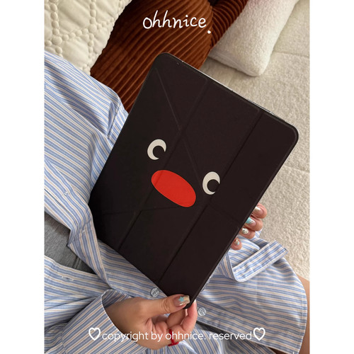 可爱企鹅Y+3折适用ipad11保护套air8女6新款2026ipad10带笔槽11寸防摔pro13亚克力10.9苹果平板保护壳mini7
