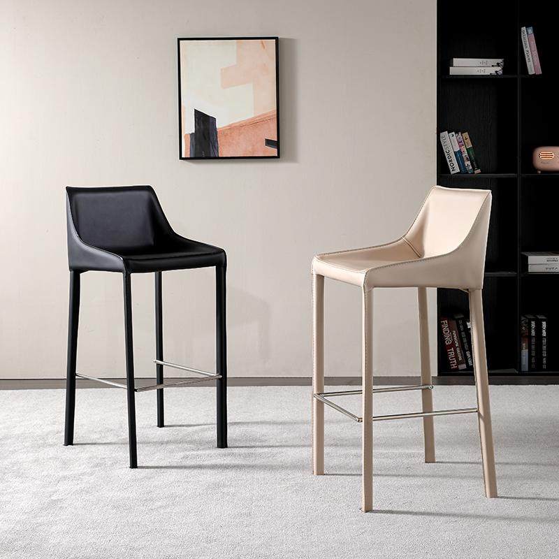轻奢前台接待椅子马鞍皮高脚椅意式极简吧台椅家用设计师款高脚凳,住宅家具,家用高脚椅,淘宝优惠券,粉丝福利购,淘宝优惠卷