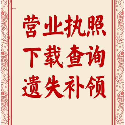 全国营业执照查询电子下载调取代查作废声明公示遗失补办补领换发