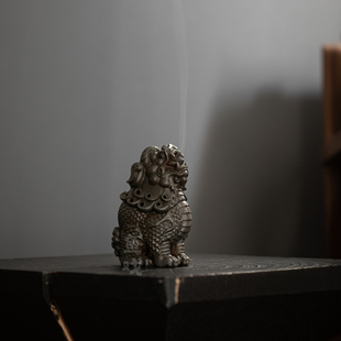 鱼戏手工古锡望天吼瑞兽貔貅香熏炉禅意檀香盘香炉茶道香道摆件