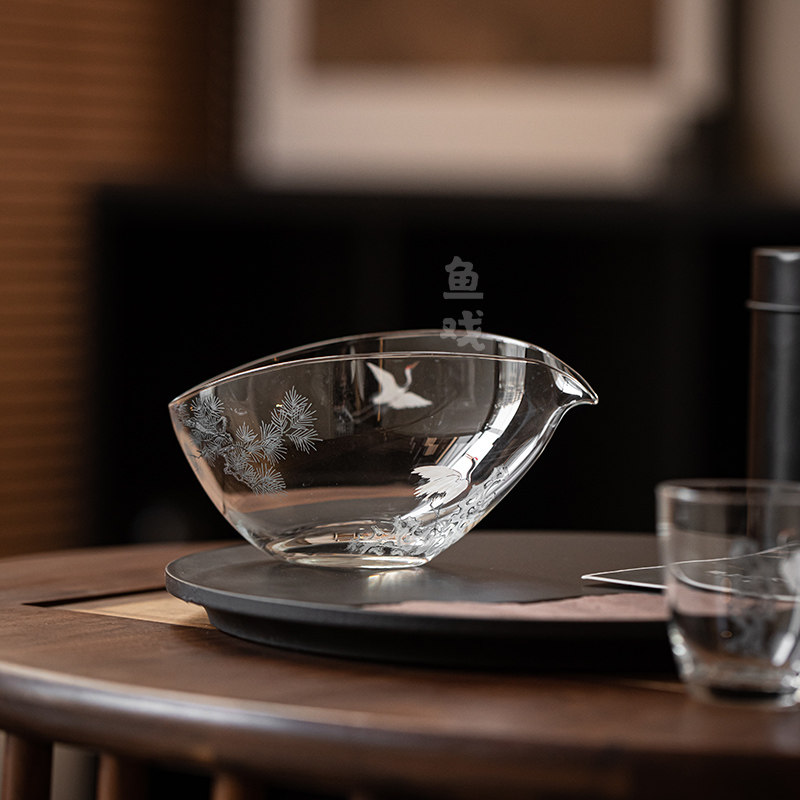 鱼戏松鹤耐热玻璃一叶扁舟公道杯家用公杯泡茶杯分茶器匀茶杯茶海,餐饮具,公道杯,淘宝优惠券,粉丝福利购,淘宝优惠卷