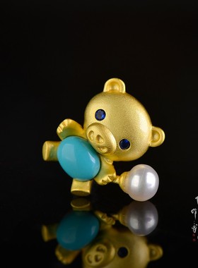 儒匪窝925银镶嵌珍珠镶嵌绿松石