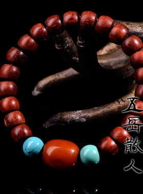 古董蜜蜡紫檀湖北绿松石手串