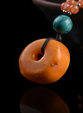 古董蜜蜡青金石吊坠南红项链