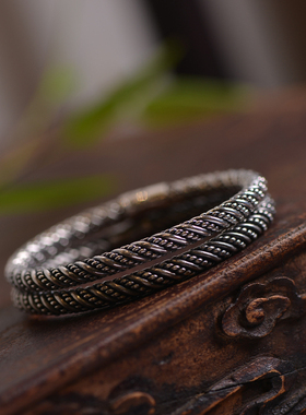 儒匪窝传统工艺百搭风足银手镯