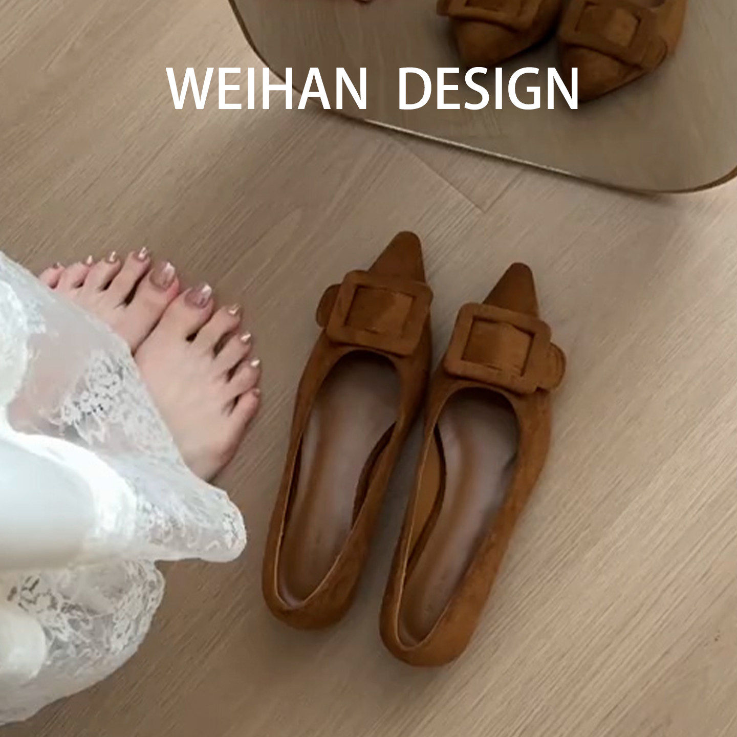 羊皮版！复古通勤内增高尖头单鞋女新款配裙子方扣绒面气质晚晚鞋,女鞋,浅口单鞋,淘宝优惠券,粉丝福利购,淘宝优惠卷