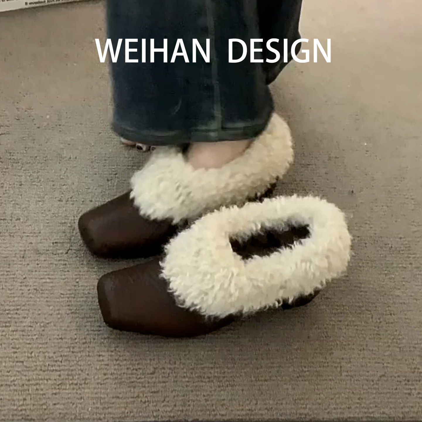 羊皮版！复古一脚蹬粗跟毛毛鞋女内增高玛丽珍乐福鞋加绒方头单鞋,女鞋,深口单鞋,淘宝优惠券,粉丝福利购,淘宝优惠卷