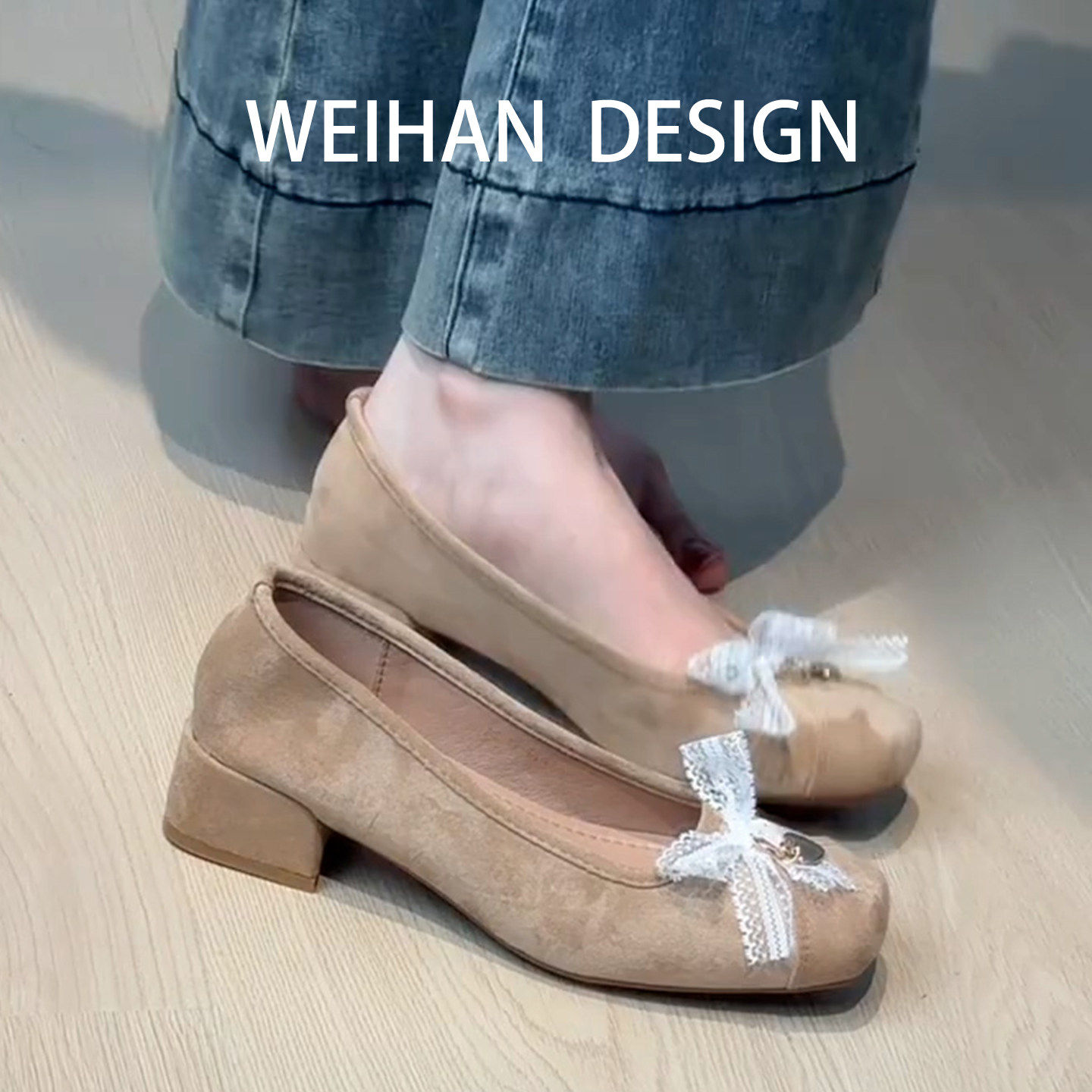 羊皮版！小香风方头粗跟玛丽珍单鞋春季款复古气质配裙子浅口瓢鞋,女鞋,浅口单鞋,淘宝优惠券,粉丝福利购,淘宝优惠卷
