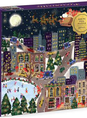 （现货）正版galison  圣诞礼物小镇 金箔 500片美国进口拼图