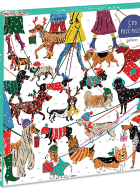 （现货）正版galison 冬季狗狗 圣诞狗狗 500片 美国进口拼图